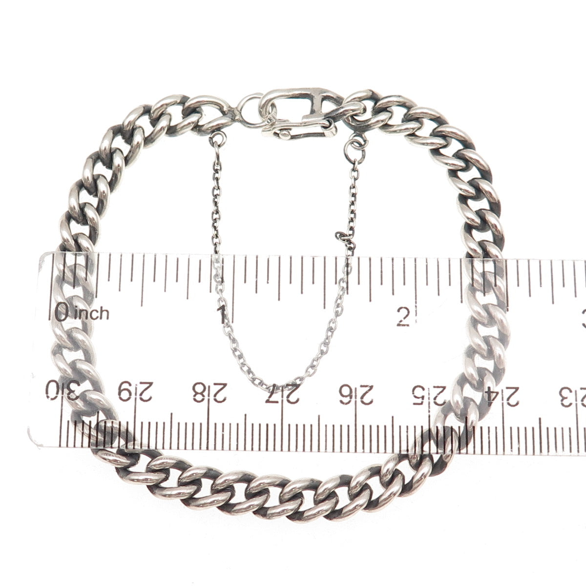 Warmet 916 Silver Vintage Poland Curb Link Oxidized Bracelet 7.5"