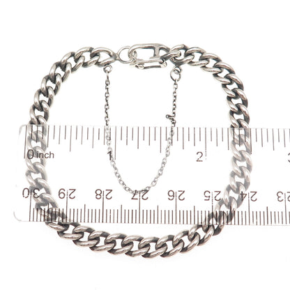 Warmet 916 Silver Vintage Poland Curb Link Oxidized Bracelet 7.5"