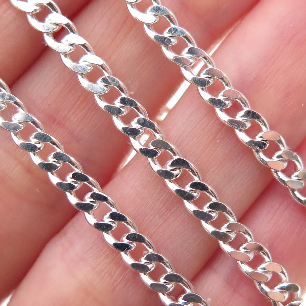 Han 925 Sterling Silver Italy Curb Chain Necklace 16"