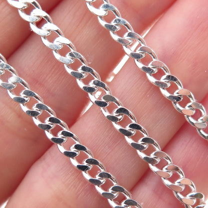 Han 925 Sterling Silver Italy Curb Chain Necklace 16"