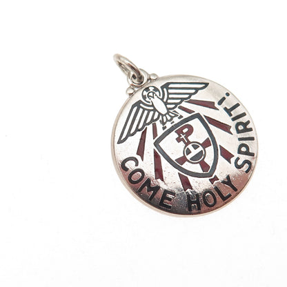 Creed 925 Sterling Silver Vintage Enamel Come Holy Spirit Charm Pendant