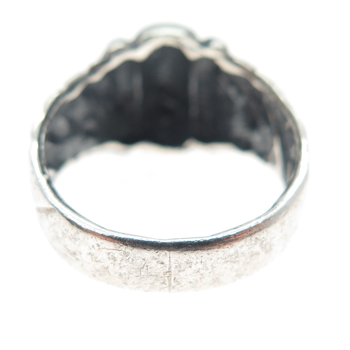 925 Sterling Silver Vintage Modernist Oxidized Ring Size 8