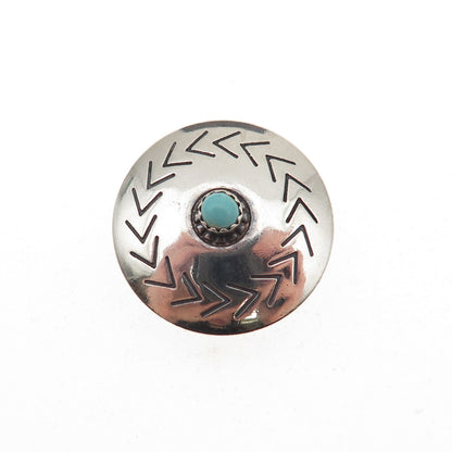 Old Pawn 925 Sterling Silver Vintage Turquoise Snake Eye Concho Clip Button