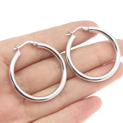 925 Sterling Silver Tube Hoop Earrings