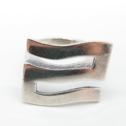 925 Sterling Silver Vintage Lucky Number "2" Modernist Ring Size 9.25