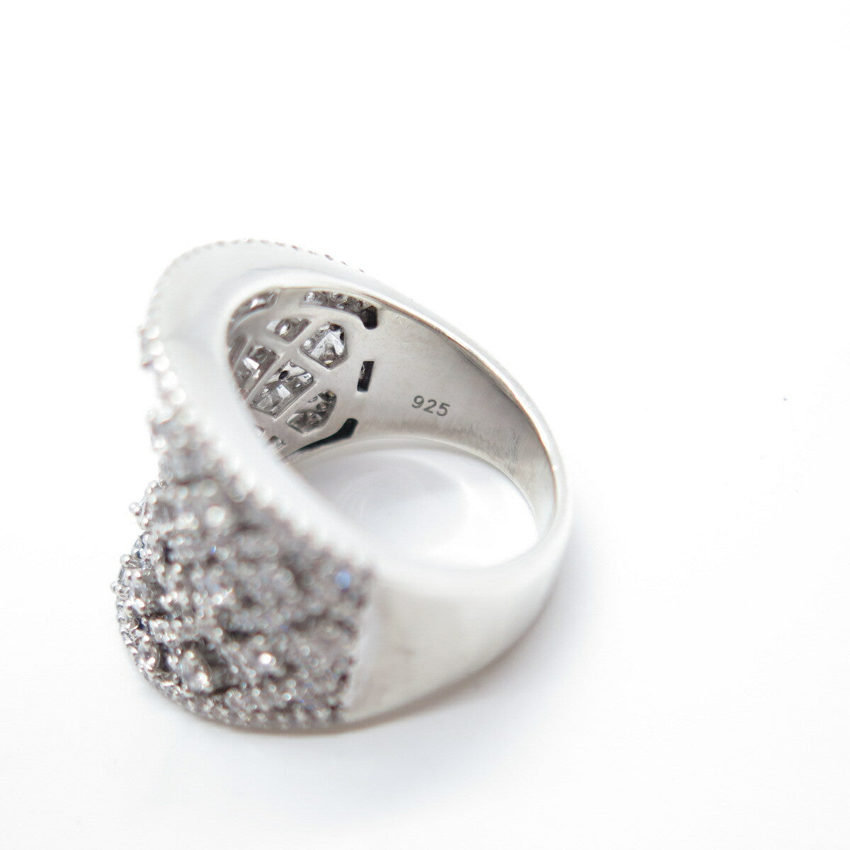 925 Sterling Silver Pave C Z Ornate Ring Size 7.5