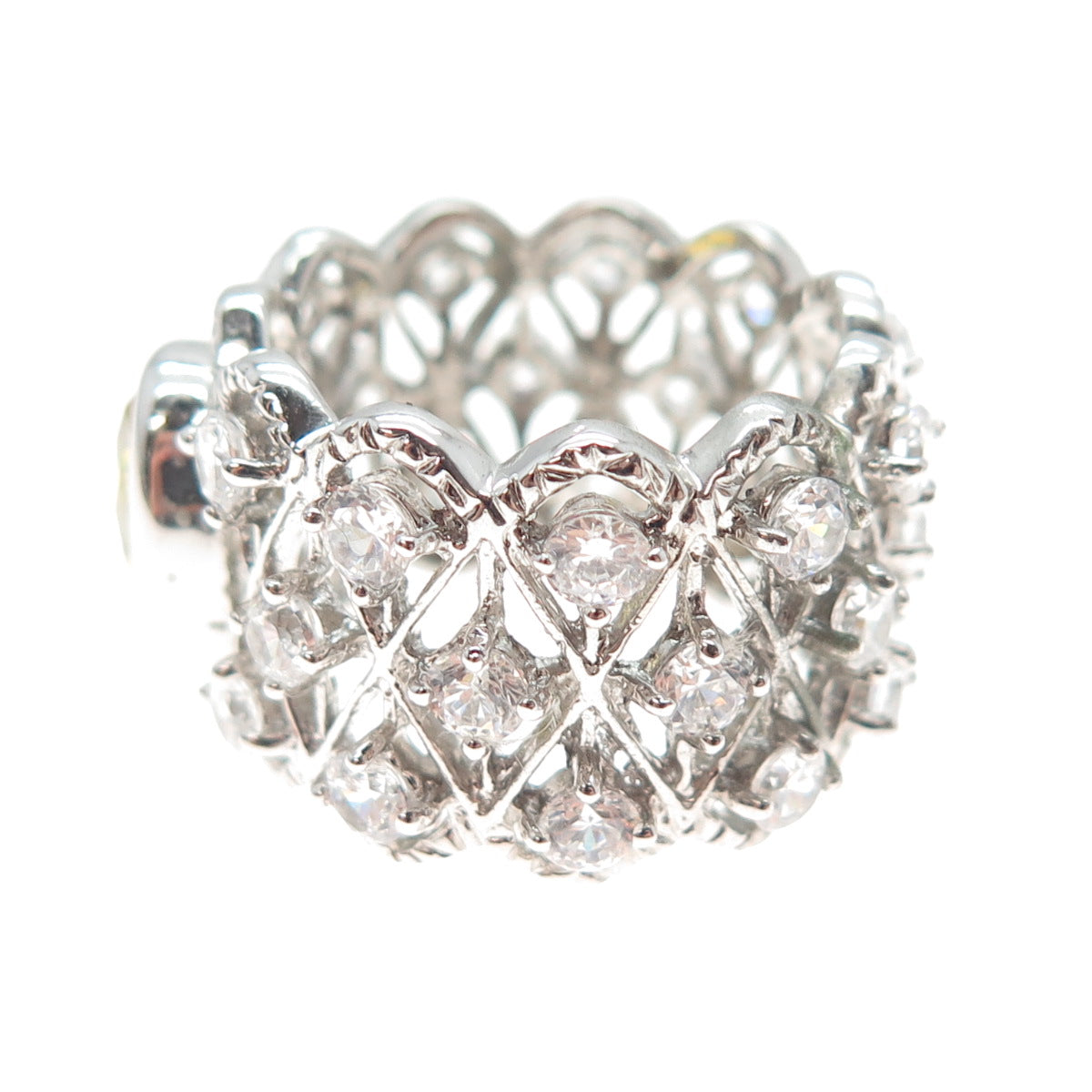 925 Sterling Silver Oval & Round-Cut Canary White C Z Ring Size 7.75