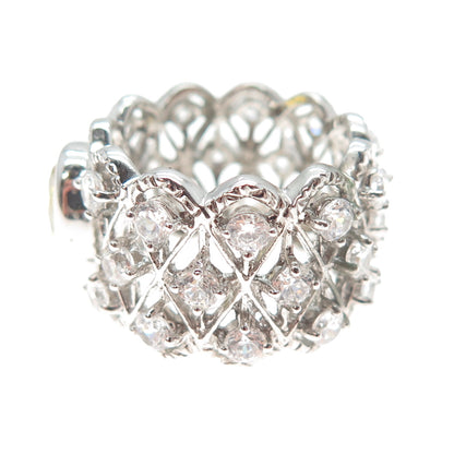 925 Sterling Silver Oval & Round-Cut Canary White C Z Ring Size 7.75