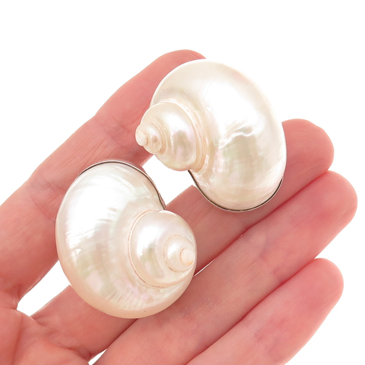 Betsy Fuller Sterling Silver Vintage 1986 Seashell Modernist Clip On Earrings