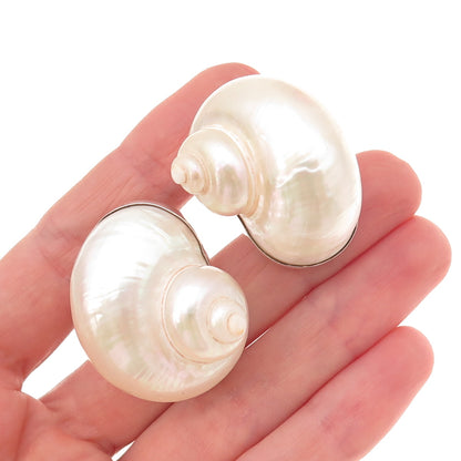 Betsy Fuller Sterling Silver Vintage 1986 Seashell Modernist Clip On Earrings