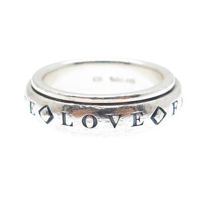 STEVEN LAVAGGI Sterling Vintage Love Faith Hope Peace Rotating Ring Size 7.25