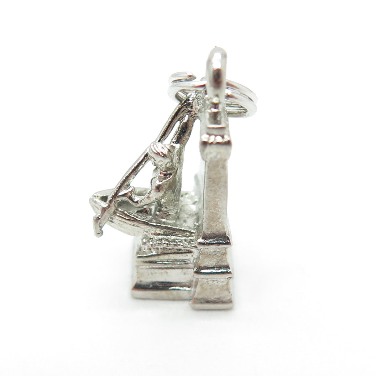 925 Sterling Silver Vintage Man in a Canoe Minimalist 3D Charm Pendant