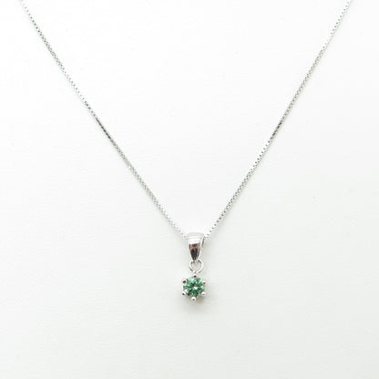 925 Sterling Silver Swarovski Green-Crystal Box Chain Necklace 16-18"
