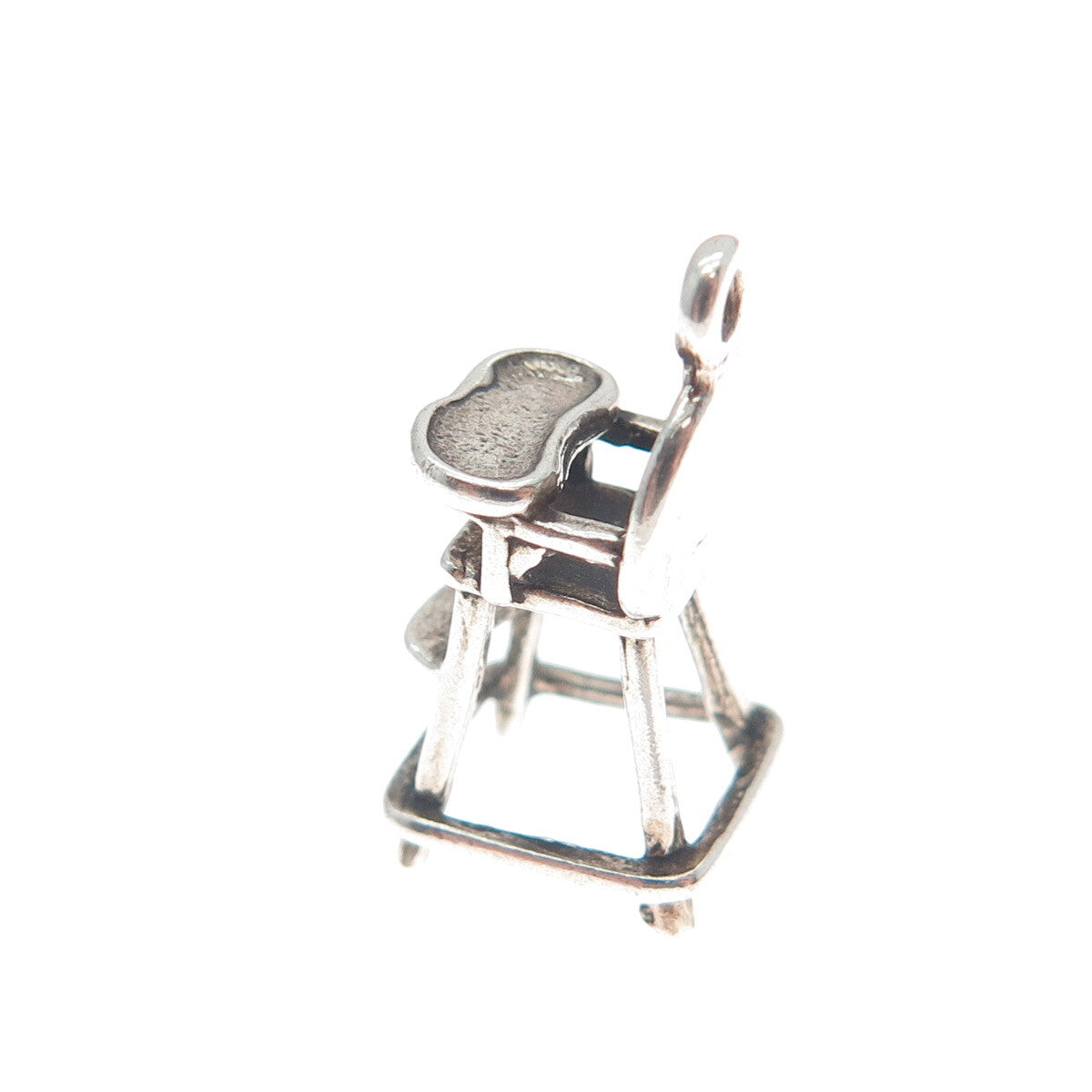 SUNWEST 925 Sterling Silver Vintage Baby Chair Oxidized Mini 3D Charm Pendant