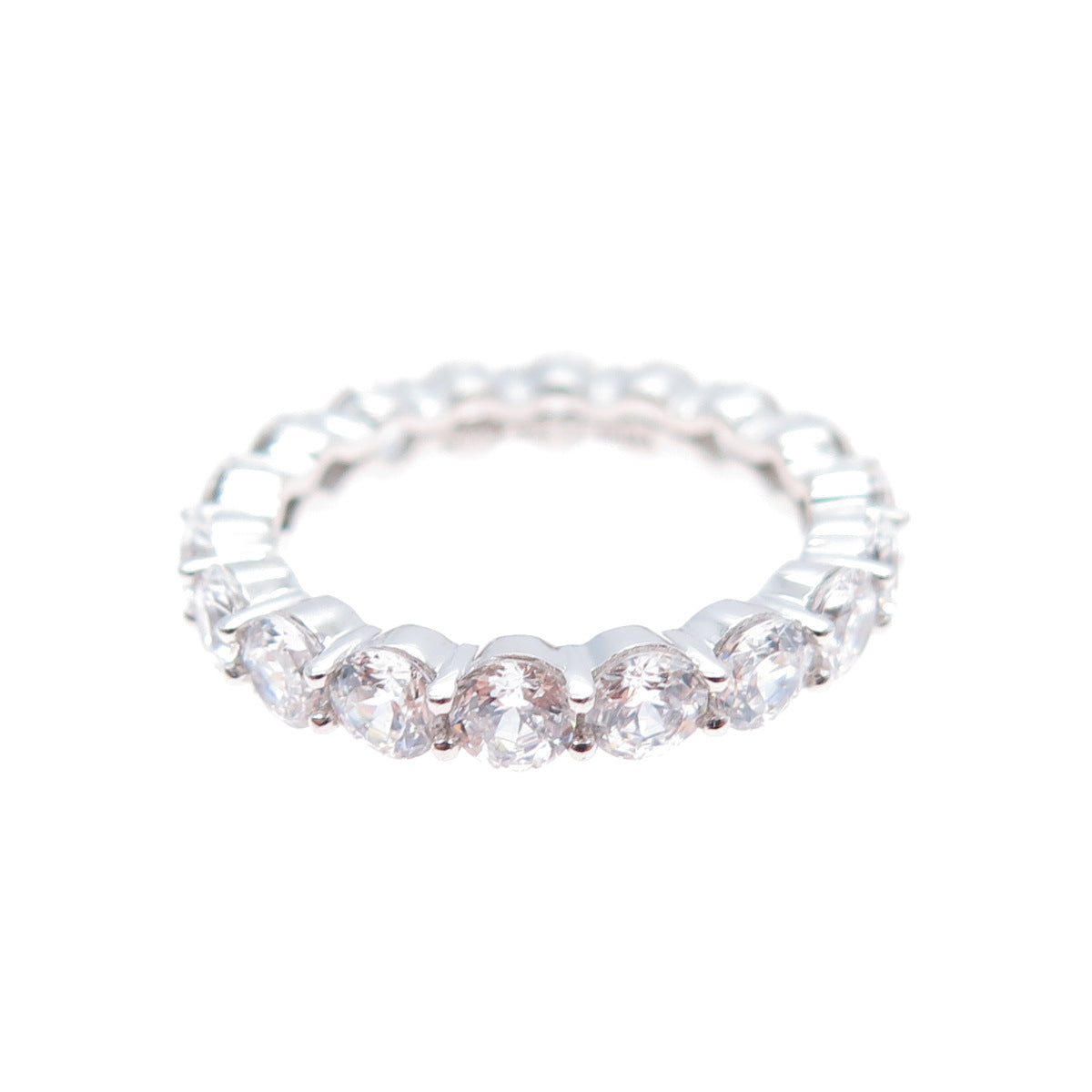 925 Sterling Silver NVDR Round-Cut C Z Eternity Band Ring Size 6