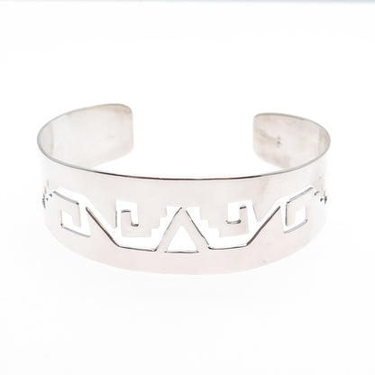 925 Sterling Silver Vintage Southwestern Tribal Symbol Adjustable Bracelet 7.5"