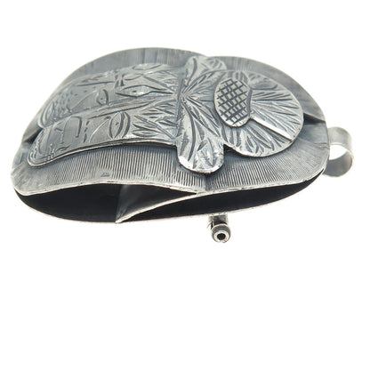 800 Silver Antique Egyptian Symbol Beetle / Scarab Pin Brooch Pendant