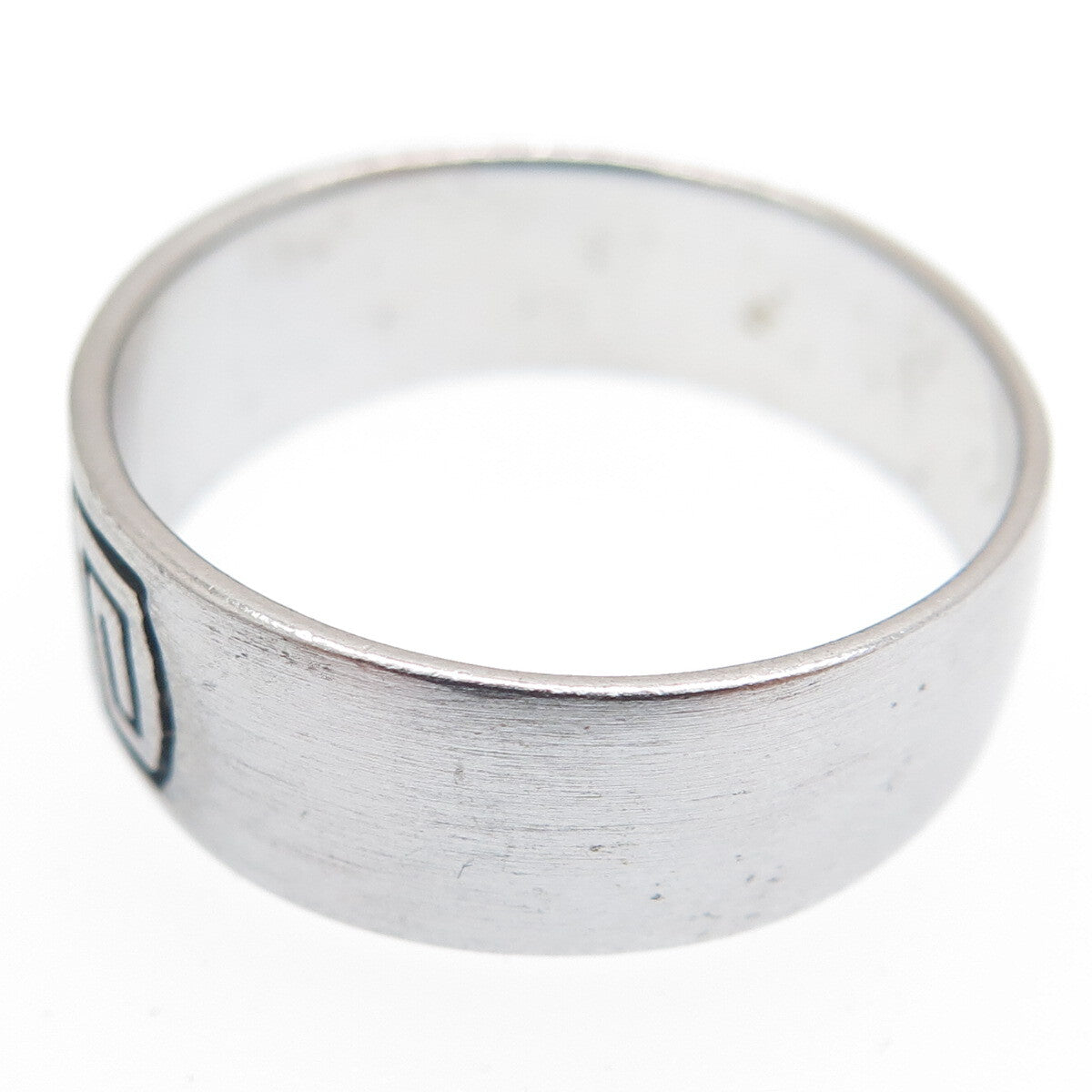 925 Sterling Silver Vintage Ethnic Oxidized Band Ring Size 8.75