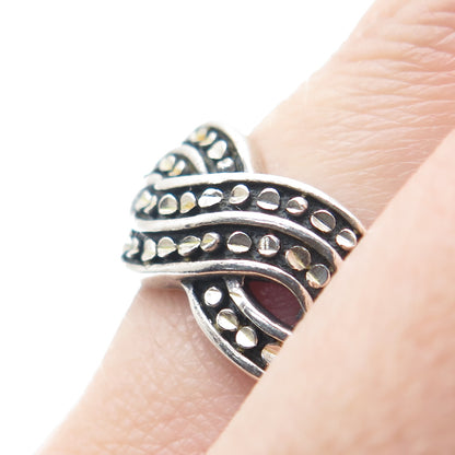 SILVER CLOUD Sterling Vintage Diamond-Cut Twisted Wavy Oxidized Ring Size 9.25