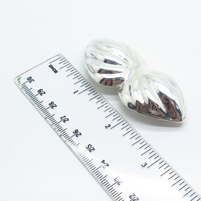 925 Sterling Silver Vintage Mexico Ribbed Large Bow Pin Brooch
