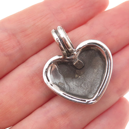 925 Sterling Silver Vintage Spiral Heart Oxidized Charm Pendant