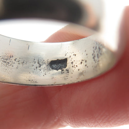 925 Sterling Silver Vintage Real Pear-Cut Carnelian Oxidized Ring Size 8.75