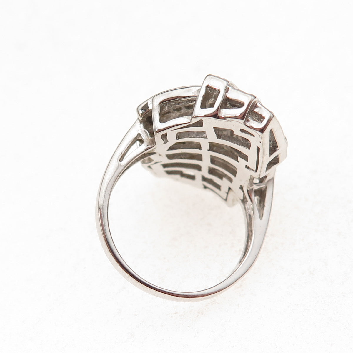 Collins 925 Sterling Silver Round Princess & Radiant-Cut C Z Ring Size 6