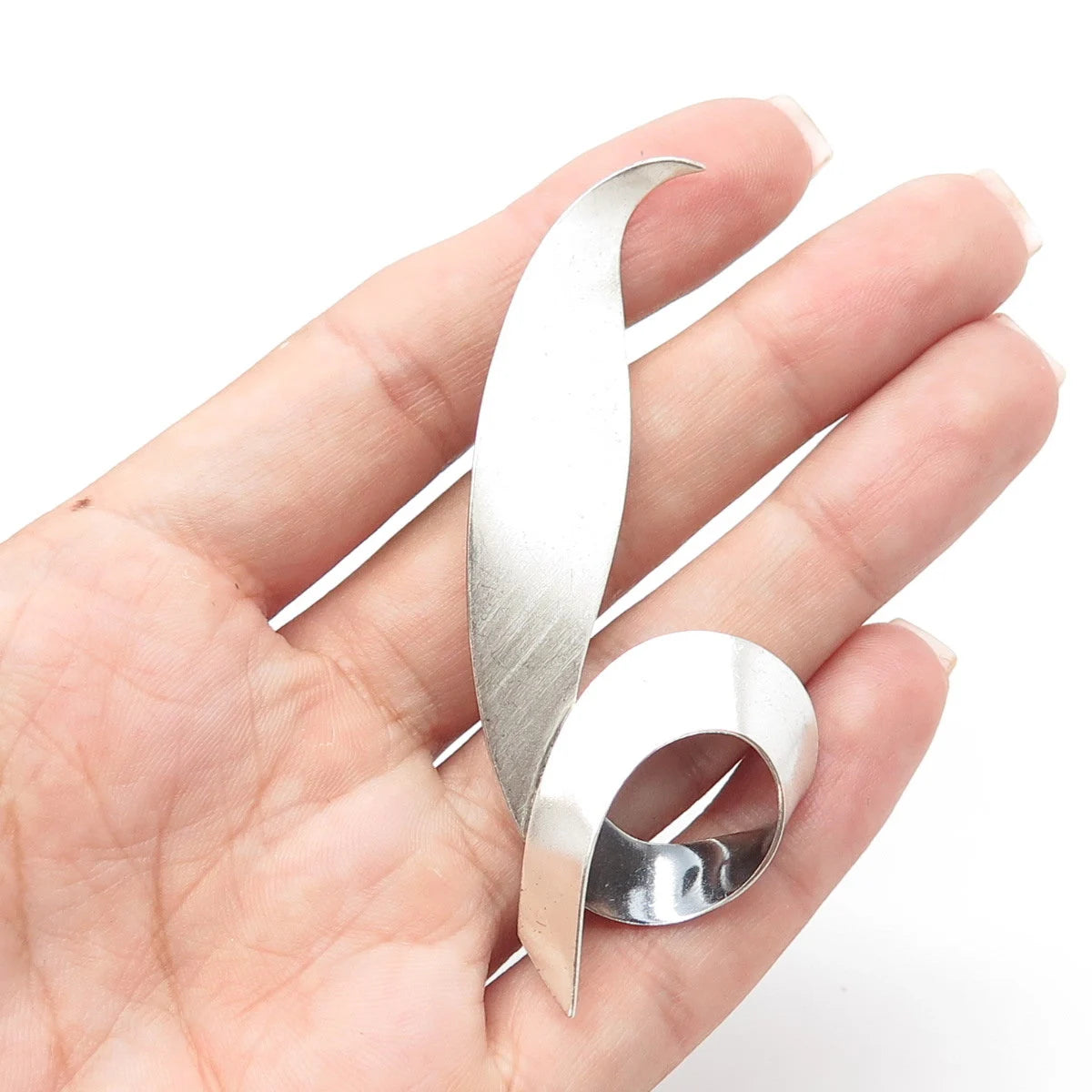 925 Sterling Silver Vintage Jewelart Leaf Modernist Pin Brooch