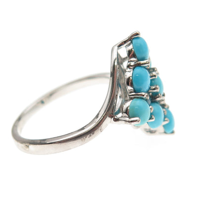 925 Sterling Silver Real Sleeping Beauty Turquoise & Apatite Ring Size 9
