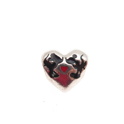 Pandora 925 Sterling Enamel Disney Minnie & Mickey Kiss Heart Slide Bead Charm