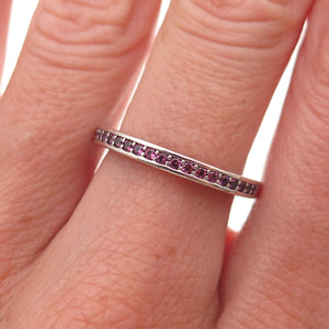 Pandora 925 Sterling Silver Enamel & Pink C Z Radiant Hearts Band Ring Size 6