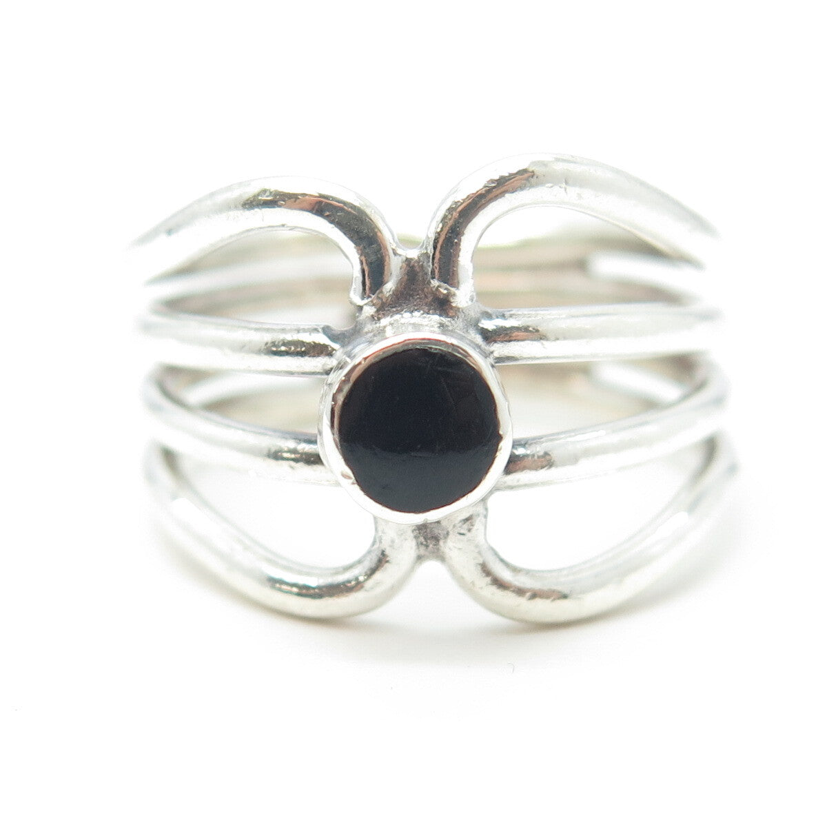 925 Sterling Silver Vintage Real Black Onyx Gemstone Ring Size 9.75