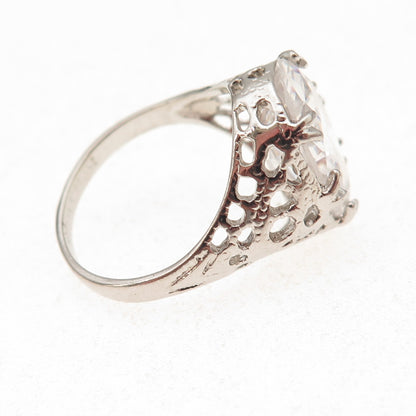 Seta 925 Sterling Silver Vintage Oval-Cut C Z Engagement Ring Size 8.25
