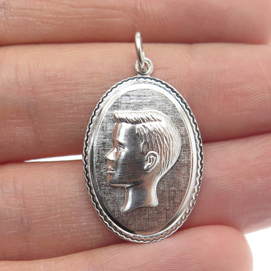 GRIFFITH & SONS CO. 925 Sterling Silver Antique Art Deco Boy Profile Pendant