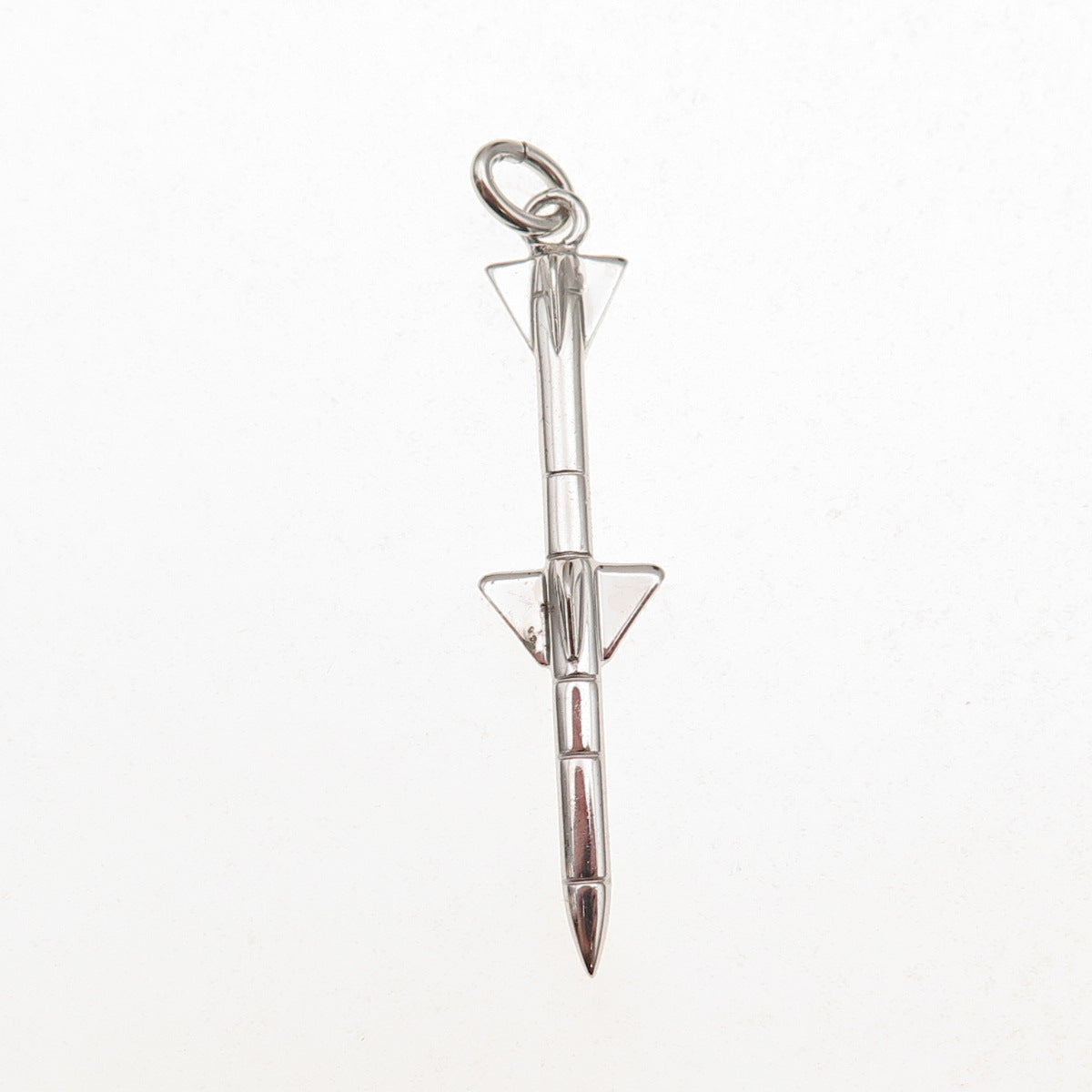925 Sterling Silver Vintage Rocket Charm Pendant