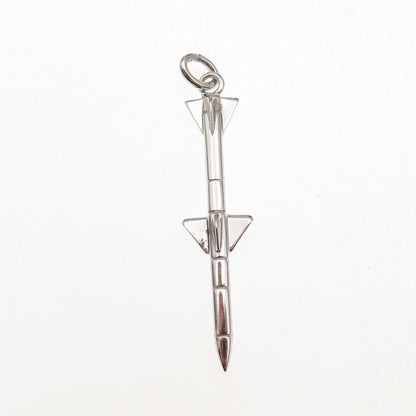 925 Sterling Silver Vintage Rocket Charm Pendant