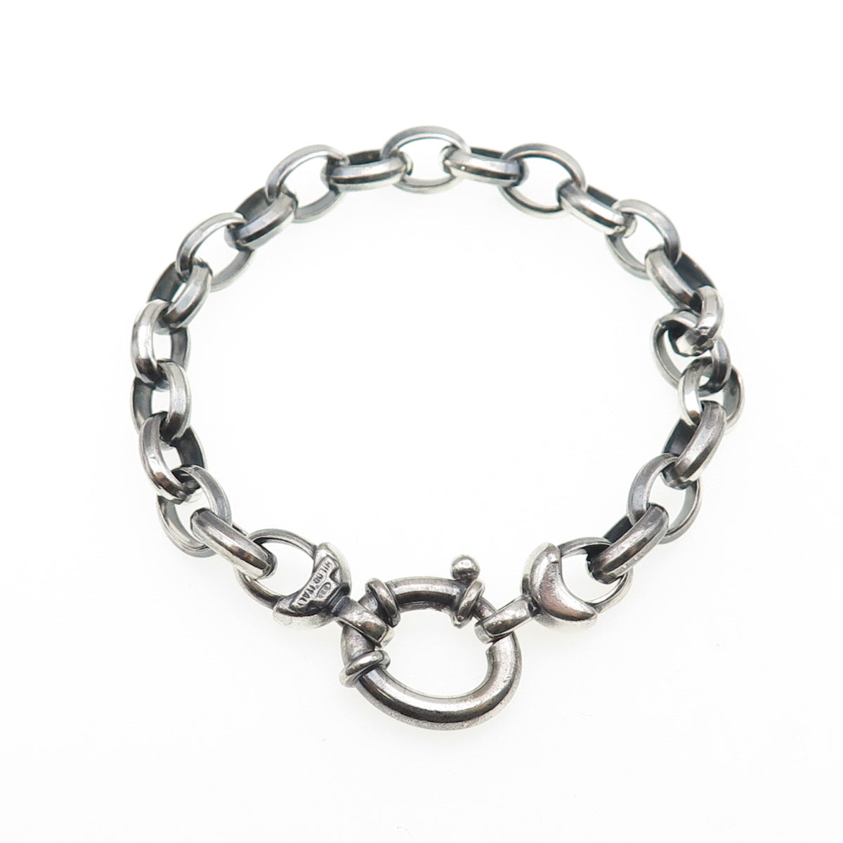 MILOR 925 Sterling Silver Vintage Italy Oval Link Oxidized Bracelet 7"