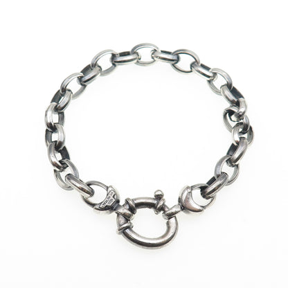 MILOR 925 Sterling Silver Vintage Italy Oval Link Oxidized Bracelet 7"