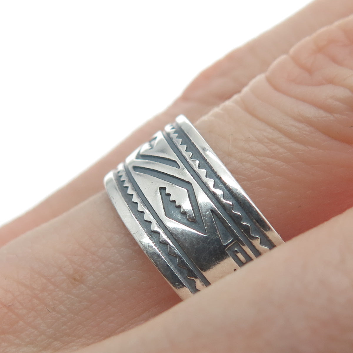 THE SILVER MESA Old Pawn 925 Sterling Silver Vintage Tribal Band Ring Size 12