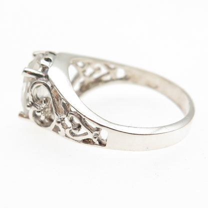 925 Sterling Silver Oval-Cut C Z Heart Promise Ring Size 8