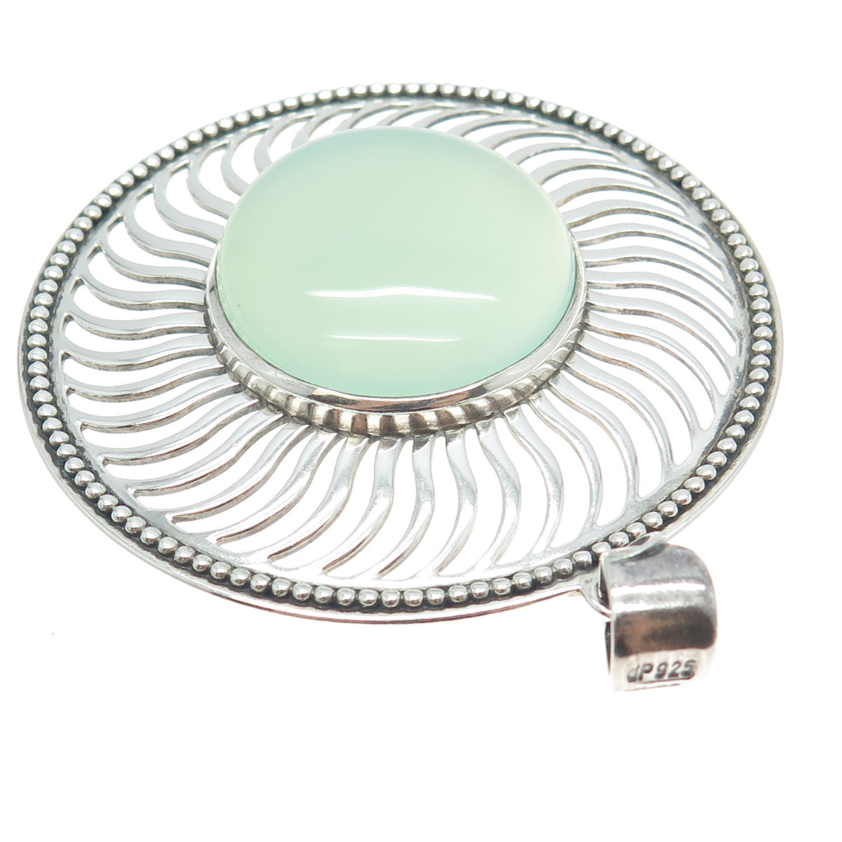 DOUG PAULUS 925 Sterling Silver Vintage Real Chalcedony Sun Round Pendant