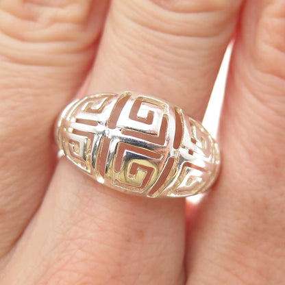 RJ GRAZIANO 925 Sterling Silver Vintage Greek Maze Dome Ring Size 9.75