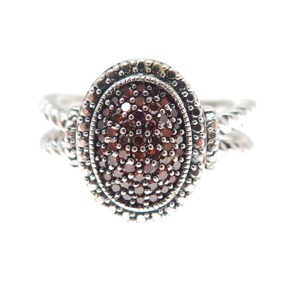 J. STELLA 925 Sterling Silver Real Round-Cut White & Cognac Diamond Ring Size 7
