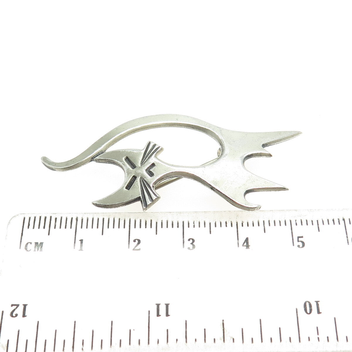 BEAU 925 Sterling Silver Vintage Cat Modernist Pin Brooch