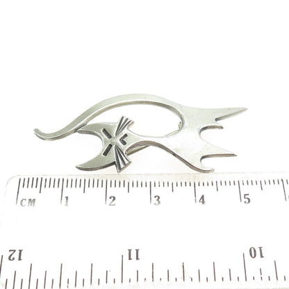 BEAU 925 Sterling Silver Vintage Cat Modernist Pin Brooch