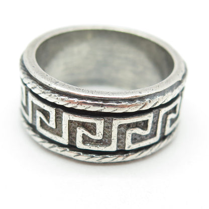 CHATEAU D'ARGENT 925 Sterling Silver Vintage Greek Key Oxidized Ring Size 9.25