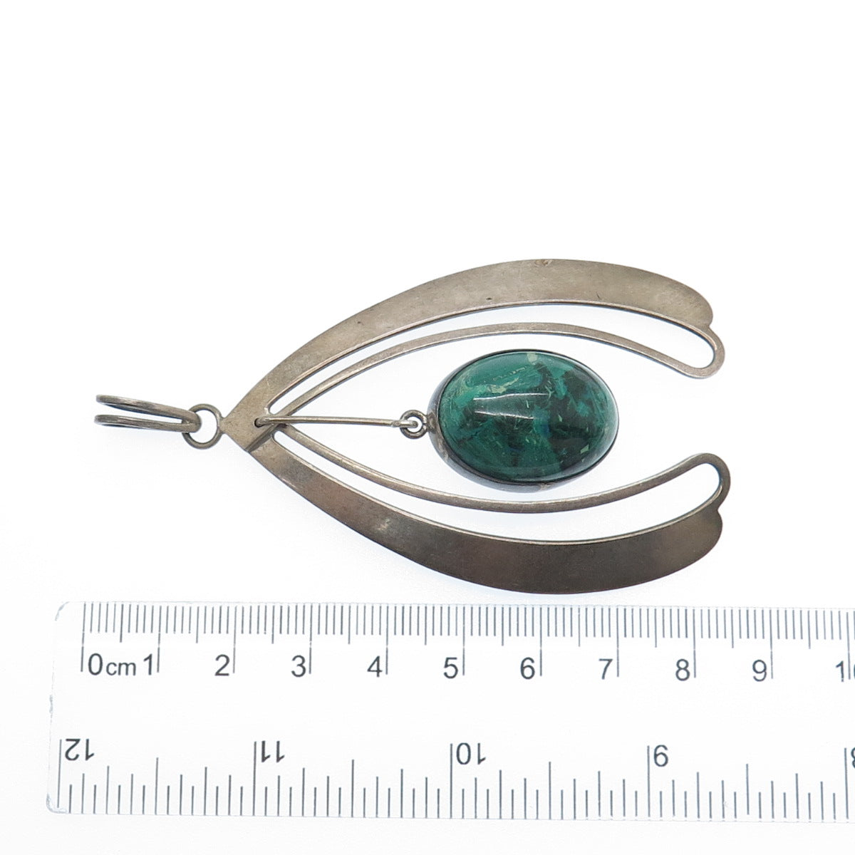 925 Sterling Silver Vintage Israel Real Eilate Modernist Oxidized Pendant