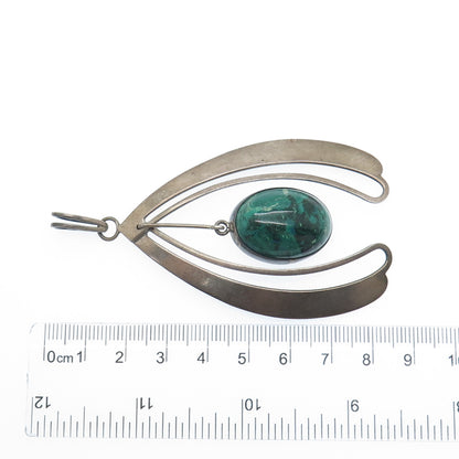 925 Sterling Silver Vintage Israel Real Eilate Modernist Oxidized Pendant