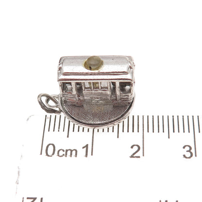925 Sterling Silver Vintage Cable Car San Francisco 3D Rotating Charm Pendant