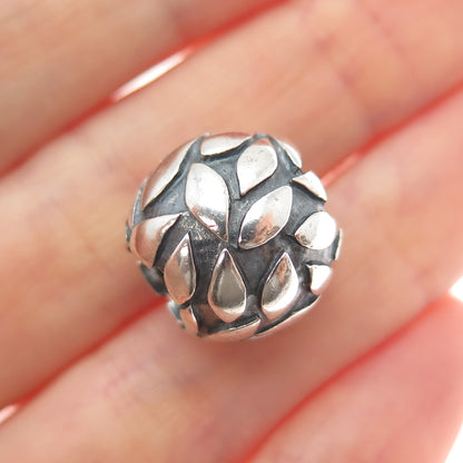 SILPADA 925 Sterling Silver Vintage Floral Petal Oxidized Large Bead Slide Charm